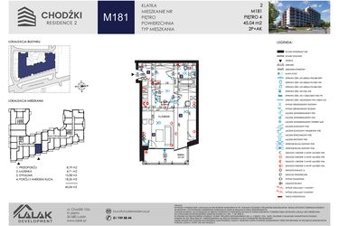 Rzut - Mieszkanie na sprzedaż 2 pokoje o powierzchni 45,04 m² - numer M181 w Chodźki Residence 2