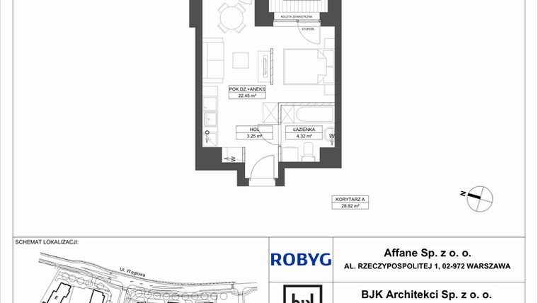 Rzut - Mieszkanie na sprzedaż 1 pokój o powierzchni 30,02 m² - numer A.1M14 w WENDY