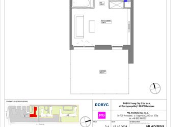 Rzut - Mieszkanie na sprzedaż 1 pokój o powierzchni 29,05 m² - numer MLAD/B/0/1 w Metro Life Apartamenty CD