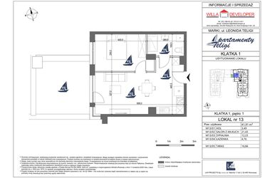 Rzut - Mieszkanie na sprzedaż 2 pokoje o powierzchni 41,91 m² - numer 13 w Apartamenty Teligi