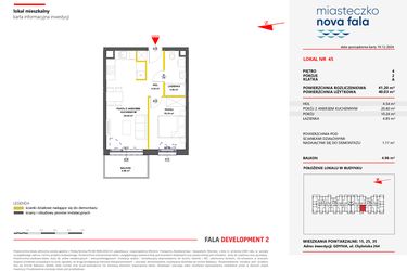 Rzut - Mieszkanie na sprzedaż 2 pokoje o powierzchni 41,2 m² - numer 45 w Miasteczko Nova Fala