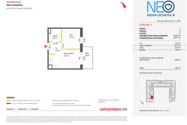 Rzut - Mieszkanie na sprzedaż 2 pokoje o powierzchni 30,61 m² - numer 54 w Neo Nova Ochota 6