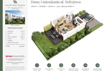 Rzut - Mieszkanie na sprzedaż 3 pokoje o powierzchni 65,34 m² - numer BNf1_10_AL w Osiedle Róży Wiatrów Nefrytowa