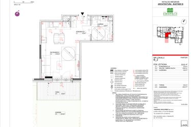 Rzut - Mieszkanie na sprzedaż 1 pokój o powierzchni 35,83 m² - numer B.2 w Karolewska 60