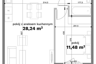 Rzut - Mieszkanie na sprzedaż 2 pokoje o powierzchni 50,62 m² - numer C1-25 w Forma Otwarta etap C
