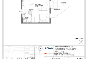 Rzut - Mieszkanie na sprzedaż 1 pokój o powierzchni 37,74 m² - numer E.1M24 w Nowa Wałowa bud. E