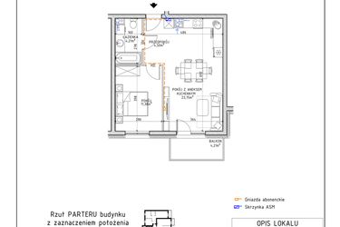 Rzut - Mieszkanie na sprzedaż 2 pokoje o powierzchni 43,84 m² - numer 38 w Osiedle OdNowa K5