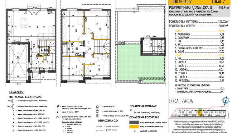 Rzut - Dom na sprzedaż 5 pokoi o powierzchni 126,02 m² - numer 32/2 w Osiedle Skrzetuskiego II