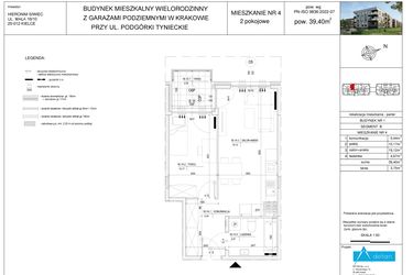 Rzut - Mieszkanie na sprzedaż 2 pokoje o powierzchni 39,4 m² - numer B4 w Podgórki Tynieckie