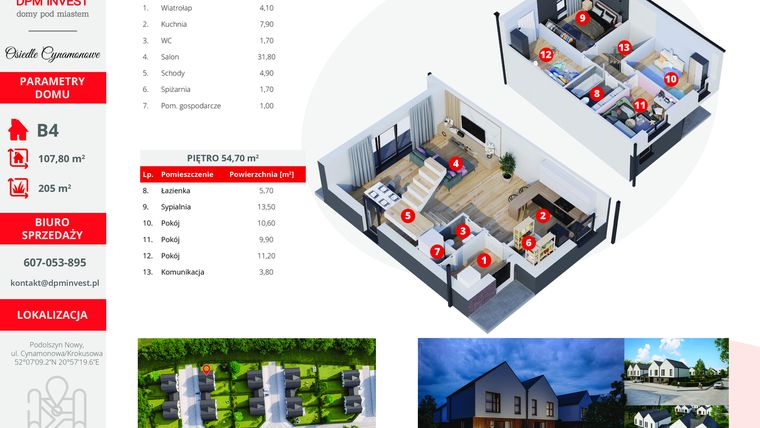 Rzut - Dom na sprzedaż 5 pokoi o powierzchni 107,8 m² - numer B4 w Osiedle Cynamonowe