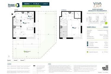 Rzut - Mieszkanie na sprzedaż 1 pokój o powierzchni 77,78 m² - numer BG0002 w Viva Cité