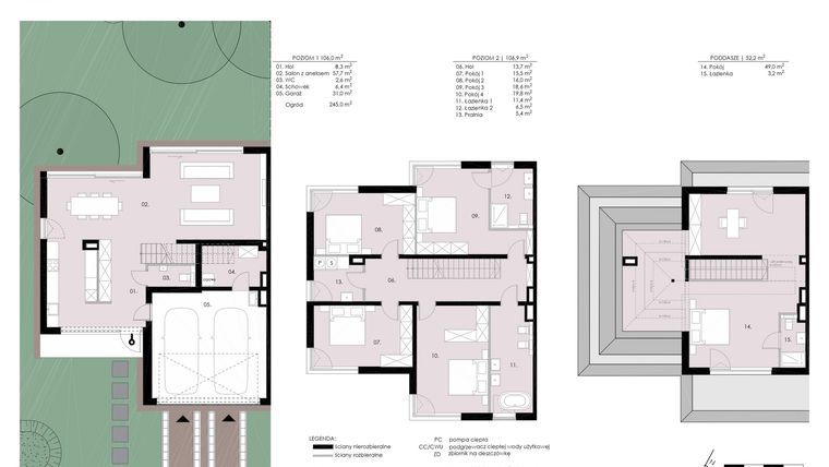 Rzut - Dom na sprzedaż 6 pokoi o powierzchni 265,04 m² - numer D3 w Wiedeńska Residence
