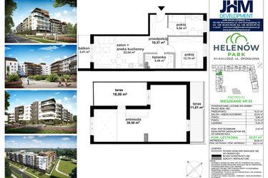 Rzut - Mieszkanie na sprzedaż 5 pokoi o powierzchni 103,59 m² - numer C.4.65 w Helenów Park
