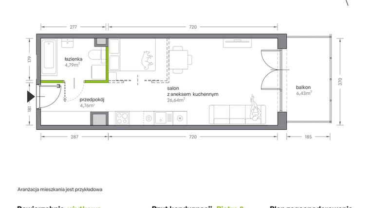 Rzut - Mieszkanie na sprzedaż 1 pokój o powierzchni 36,19 m² - numer A.098 w Żabiniec Vita