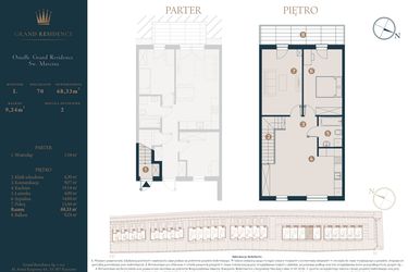 Rzut - Dom na sprzedaż 3 pokoje o powierzchni 68,33 m² - numer L70 w Osiedle Św. Marcina