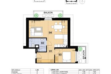 Rzut - Mieszkanie na sprzedaż 2 pokoje o powierzchni 51,38 m² - numer L26 w Green Park Resort III