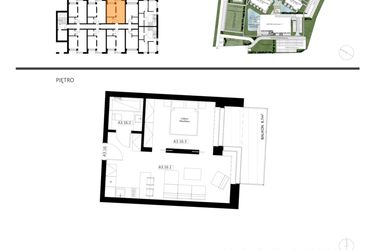 Rzut - Mieszkanie na sprzedaż 2 pokoje o powierzchni 39,22 m² - numer A3.16 w Apartamenty Dźwirzyno