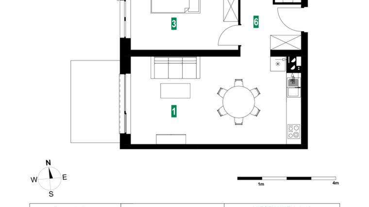 Rzut - Mieszkanie na sprzedaż 3 pokoje o powierzchni 60,06 m² - numer A.A.10 w Park Śliwowa
