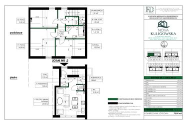 Rzut - Mieszkanie na sprzedaż 4 pokoje o powierzchni 78 m² - numer 1.L2 w Nova Kuligowska