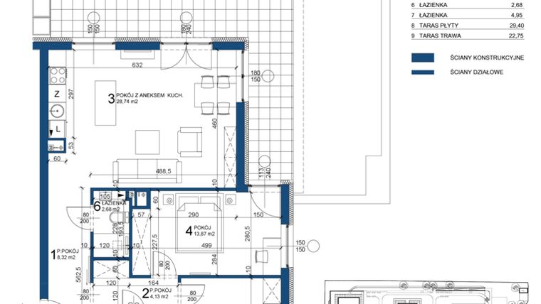 Rzut - Mieszkanie na sprzedaż 3 pokoje o powierzchni 73,17 m² - numer 85 w Bursztynowy Dom