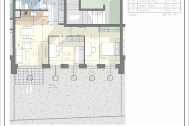 Rzut - Mieszkanie na sprzedaż 3 pokoje o powierzchni 65,79 m² - numer 5 w Residence Przewóz 41