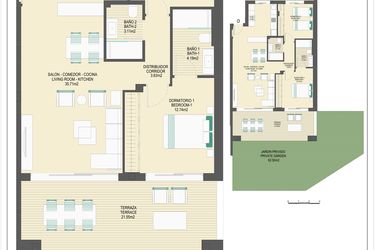 Rzut - Mieszkanie na sprzedaż 3 pokoje o powierzchni 180,79 m² - numer B60D w Arrecife by UrbinCasa