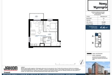 Rzut - Mieszkanie na sprzedaż 2 pokoje o powierzchni 47,4 m² - numer C3.A28 w Nowy Wyszogród etap III