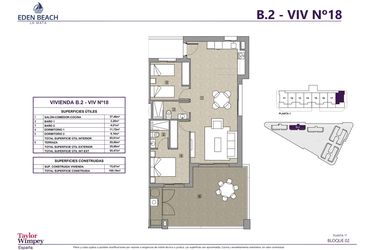 Rzut - Mieszkanie na sprzedaż 2 pokoje o powierzchni 75,87 m² - numer 18 w Eden Beach 2