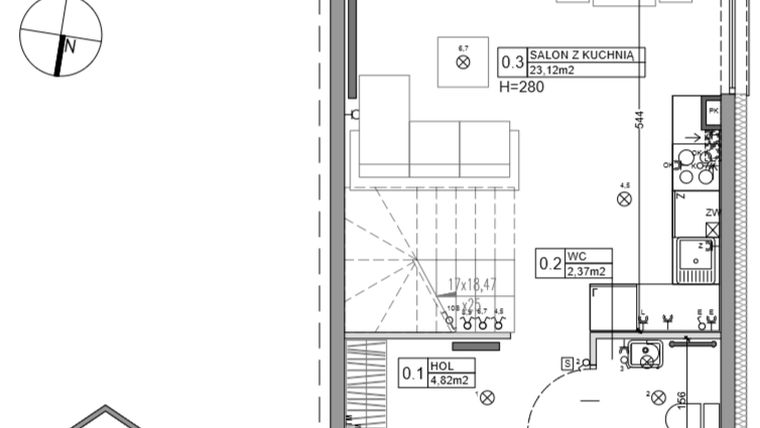 Rzut - Dom na sprzedaż 3 pokoje o powierzchni 65,15 m² - numer 19 w Zielone Ogrody