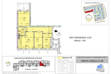 Rzut - Mieszkanie na sprzedaż 4 pokoje o powierzchni 59,96 m² - numer G-38 w Zielony Zakątek - bud. G