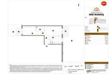 Rzut - Mieszkanie na sprzedaż 2 pokoje o powierzchni 47,07 m² - numer 29 w Apartamenty nad Oławką etap II