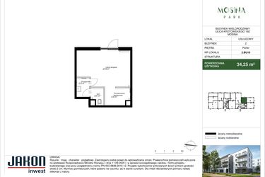 Rzut - Lokal użytkowy na sprzedaż 1 pokój o powierzchni 34,24 m² - numer 2.BU10 w Mosina Park