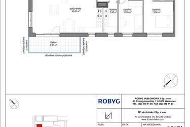 Rzut - Mieszkanie na sprzedaż 3 pokoje o powierzchni 78,58 m² - numer A.2M01 w Kobieli 4