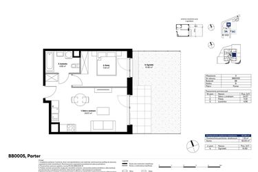 Rzut - Mieszkanie na sprzedaż 2 pokoje o powierzchni 40,84 m² - numer BB0005 w NU3 Warszawa Wola
