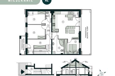Rzut - Mieszkanie na sprzedaż 4 pokoje o powierzchni 73,42 m² - numer A2 w Aleja Wiśniowa Pogórze
