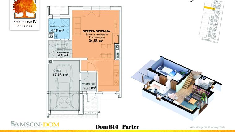Rzut - Dom na sprzedaż 5 pokoi o powierzchni 122 m² - numer B14 w Złoty Dąb