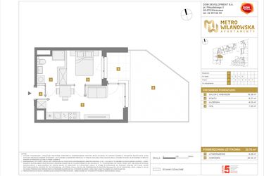 Rzut - Mieszkanie na sprzedaż 2 pokoje o powierzchni 30,7 m² - numer 2 w Apartamenty Metro Wilanowska