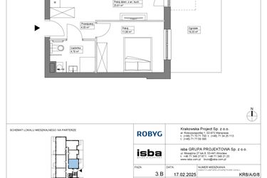 Rzut - Mieszkanie na sprzedaż 2 pokoje o powierzchni 41,33 m² - numer KR8/A/0/8 w Apartamenty Krakowska etap VIII
