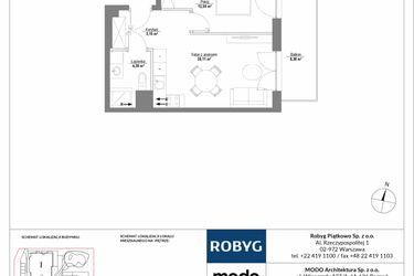 Rzut - Mieszkanie na sprzedaż 2 pokoje o powierzchni 40,05 m² - numer H1_2M04 w Piątkowo Residence etap II