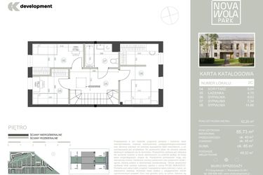 Rzut - Dom na sprzedaż 4 pokoje o powierzchni 85,73 m² - numer 2C w Nova Wola Park II