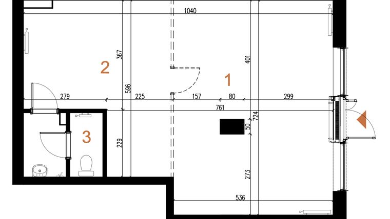 Rzut - Lokal użytkowy na sprzedaż 1 pokój o powierzchni 68,44 m² - numer U9 w Odrzańskie Bulvary