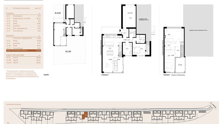 Rzut - Mieszkanie na sprzedaż 5 pokoi o powierzchni 136,6 m² - numer A.1.A9 w Łokietka Park Lane