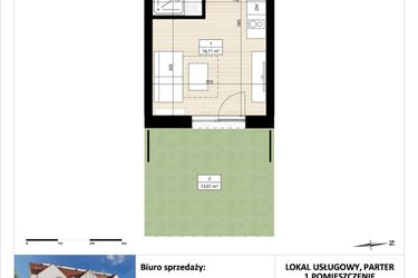 Rzut - Mieszkanie na sprzedaż 1 pokój o powierzchni 20 m² - numer B3/0/10 w Montano bud. B3 - apartamenty inwestycyjne
