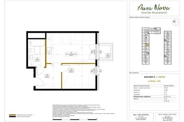 Rzut - Mieszkanie na sprzedaż 2 pokoje o powierzchni 44,61 m² - numer 125 w Aura Nova etap II