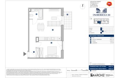 Rzut - Mieszkanie na sprzedaż 2 pokoje o powierzchni 48,62 m² - numer A.7 w Osobowicka 114