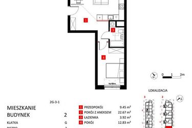Rzut - Mieszkanie na sprzedaż 2 pokoje o powierzchni 48,87 m² - numer AJ_13A/9 w Apartamenty Jeździecka