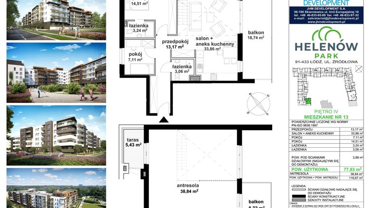 Rzut - Mieszkanie na sprzedaż 5 pokoi o powierzchni 116,67 m² - numer A.4.13 w Helenów Park