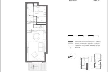 Rzut - Mieszkanie na sprzedaż 1 pokój o powierzchni 38,45 m² - numer B.2.10 w Polanka 21