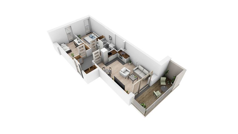 Rzut - Mieszkanie na sprzedaż 3 pokoje o powierzchni 53,44 m² - numer N6.5 w Osiedle Narcyzowe