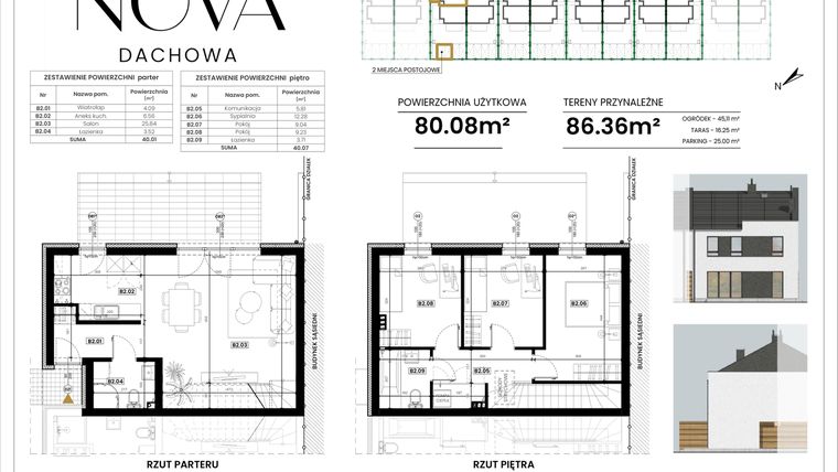 Rzut - Dom na sprzedaż 4 pokoje o powierzchni 80,08 m² - numer B2 w Nova Dachowa II